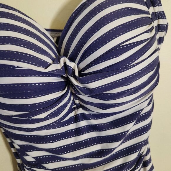 Nip Tuck Navy Ahoy Joanne Foil Twist Front Design One Piece Bathing Suit Size 8 - Picture 5 of 9